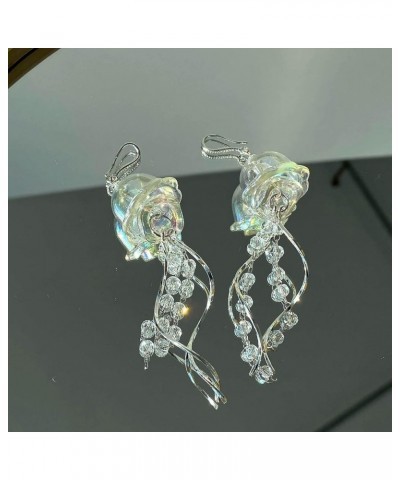 Fashion Jellyfish Tassels Drop Earrings Simple Pendant Earring Statement Jewelry silver $5.89 Earrings