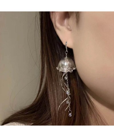 Fashion Jellyfish Tassels Drop Earrings Simple Pendant Earring Statement Jewelry silver $5.89 Earrings