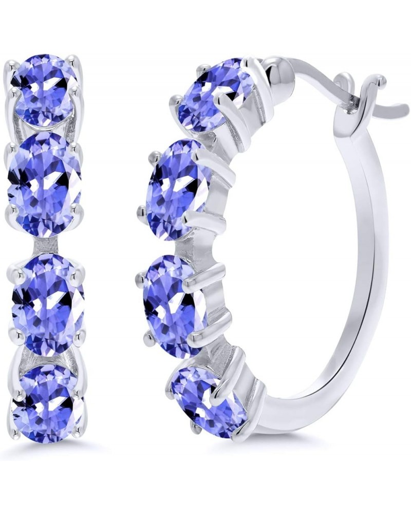 925 Sterling Silver Blue Sapphire Earrings For Women (4.40 Cttw, Oval 6X4MM) Tanzanite, December $42.39 Earrings