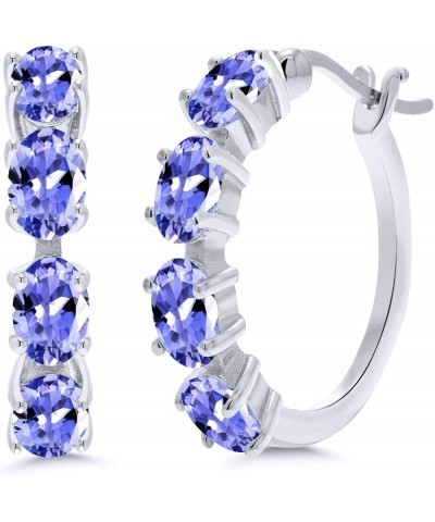 925 Sterling Silver Blue Sapphire Earrings For Women (4.40 Cttw, Oval 6X4MM) Tanzanite, December $42.39 Earrings