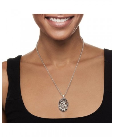 Sterling Silver Flower and Butterfly Pendant Necklace 18.0 Inches $47.94 Necklaces