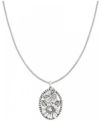 Sterling Silver Flower and Butterfly Pendant Necklace 18.0 Inches $47.94 Necklaces