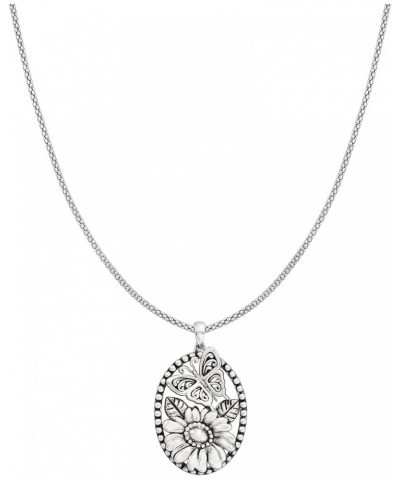 Sterling Silver Flower and Butterfly Pendant Necklace 18.0 Inches $47.94 Necklaces