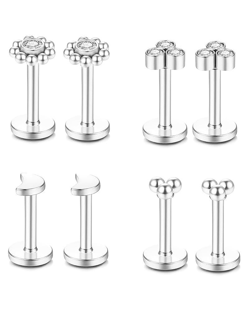 18G 316L Stainless Steel Labret Monroe Lip Ring Studs Cartilage Helix Tragus Conch Daith Nose Piercing Jewelry 6mm Silver 18G...