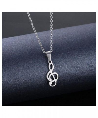 Stainless Steel Music Note Pendant Necklace Creative Delicate Silver Eighth Note Treble Clef Musical Symbol Chain Necklace fo...