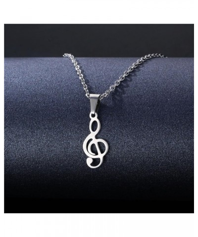 Stainless Steel Music Note Pendant Necklace Creative Delicate Silver Eighth Note Treble Clef Musical Symbol Chain Necklace fo...