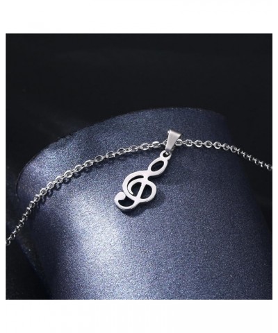 Stainless Steel Music Note Pendant Necklace Creative Delicate Silver Eighth Note Treble Clef Musical Symbol Chain Necklace fo...