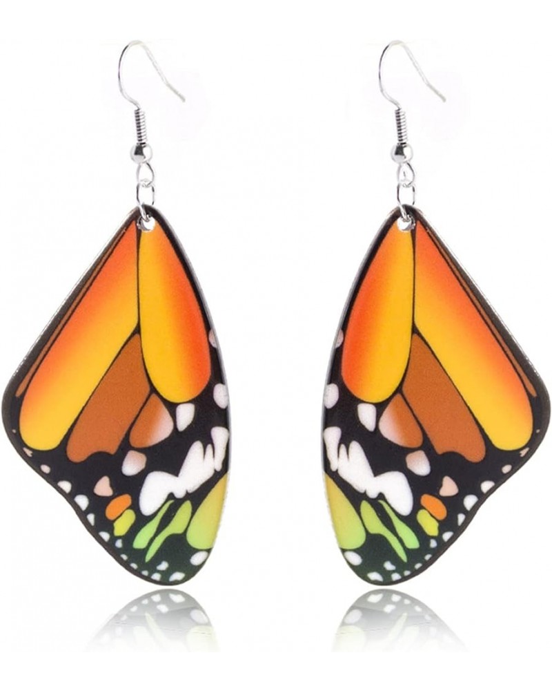 Unique Chic Charm Bohemia Colorful Acrylic Resin Monarch Butterfly Wing Drop Earrings Animal Butterfly Dangle Earring for Wom...