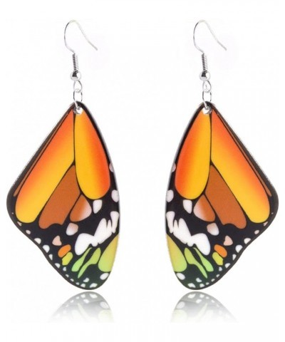 Unique Chic Charm Bohemia Colorful Acrylic Resin Monarch Butterfly Wing Drop Earrings Animal Butterfly Dangle Earring for Wom...