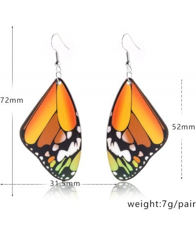 Unique Chic Charm Bohemia Colorful Acrylic Resin Monarch Butterfly Wing Drop Earrings Animal Butterfly Dangle Earring for Wom...