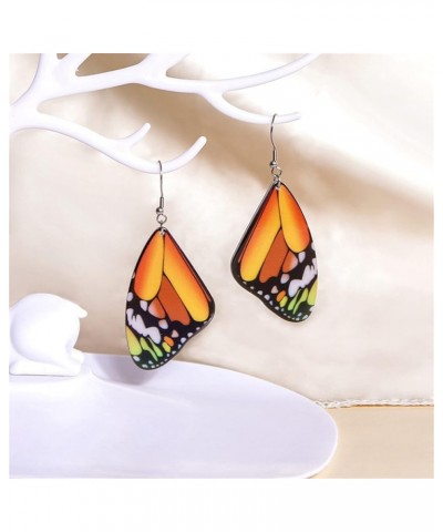 Unique Chic Charm Bohemia Colorful Acrylic Resin Monarch Butterfly Wing Drop Earrings Animal Butterfly Dangle Earring for Wom...