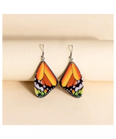 Unique Chic Charm Bohemia Colorful Acrylic Resin Monarch Butterfly Wing Drop Earrings Animal Butterfly Dangle Earring for Wom...