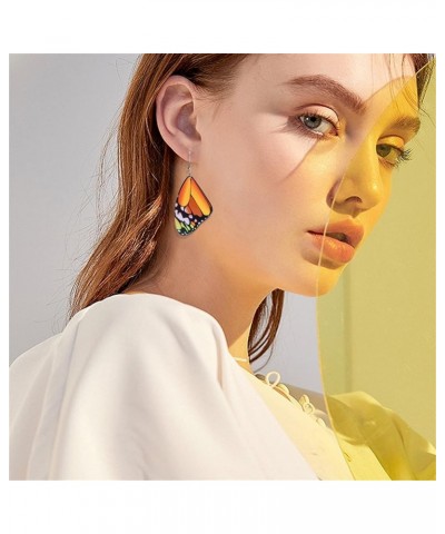 Unique Chic Charm Bohemia Colorful Acrylic Resin Monarch Butterfly Wing Drop Earrings Animal Butterfly Dangle Earring for Wom...