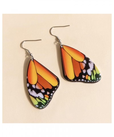 Unique Chic Charm Bohemia Colorful Acrylic Resin Monarch Butterfly Wing Drop Earrings Animal Butterfly Dangle Earring for Wom...