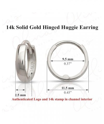 14k White or Yellow Solid Gold Mini Snug Ear-Cuffs or Huggie Earrings (7.0-13.5x3.5mm), Multiple Piercing to the Lobe, Upper-...