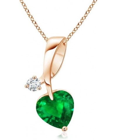 Natural Emerald Heart Pendant Necklace for Women, Girls in 14K Solid Gold/Platinum | May Birthstone | Jewelry Gift for Her | ...