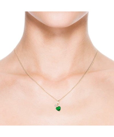 Natural Emerald Heart Pendant Necklace for Women, Girls in 14K Solid Gold/Platinum | May Birthstone | Jewelry Gift for Her | ...