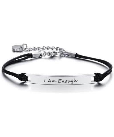 Stainless Steel Inspirational Bracelet For Women Teen Girls-Motivational Mantra Quote Engraved Ajustable Handmade Braided Rop...