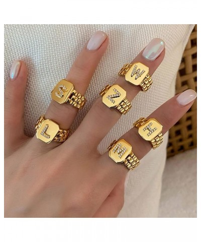 Women Fashion Ring Jewelry Wedding Rings,Unisex Ring Wide Opening Adjustable Rhinestone 26 Letters Finger Ring Jewelry Access...