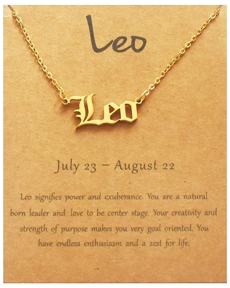 Zodiac Necklaces 18K Gold Plated Stainless Steel 12 Astrology Constellation Letter Necklaces for Women Girls Leo $8.11 Necklaces