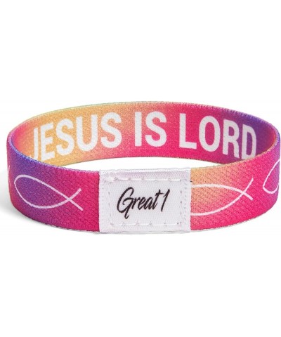 JESUS IS LORD Ichthys Symbol/Jesus Fish Bracelet - Inspirational Religious Christian Reversible Stretch Wristband Rainbow Tie...