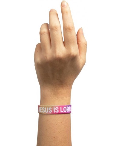 JESUS IS LORD Ichthys Symbol/Jesus Fish Bracelet - Inspirational Religious Christian Reversible Stretch Wristband Rainbow Tie...