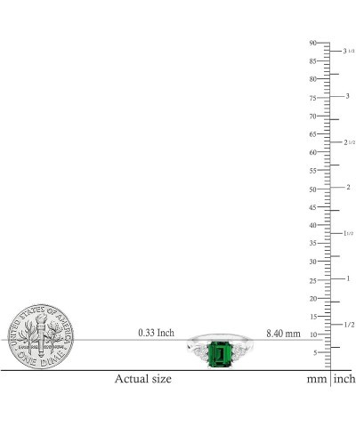 8x6mm Emerald Shape Center Lab Created Emerald & 2.2mm Round White Sapphire on Side Crisscross Shank Engagement Ring for Her ...