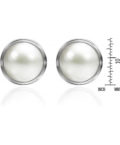 Elegant Bridal Statement Sea Mabe Pearl .925 Sterling Silver Post Earrings | Elegant Sterling Silver Stud Earring for women |...