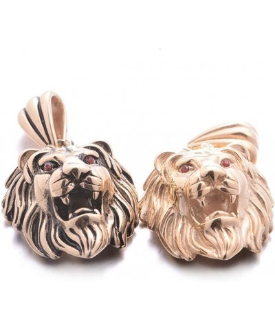 316l Stainless Steel Unique Design Lion Head Pendant Necklace Gold with Red Zircon(with Silver Chain) $9.75 Necklaces