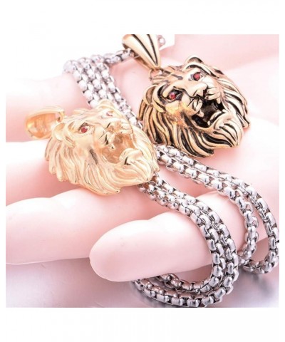 316l Stainless Steel Unique Design Lion Head Pendant Necklace Gold with Red Zircon(with Silver Chain) $9.75 Necklaces