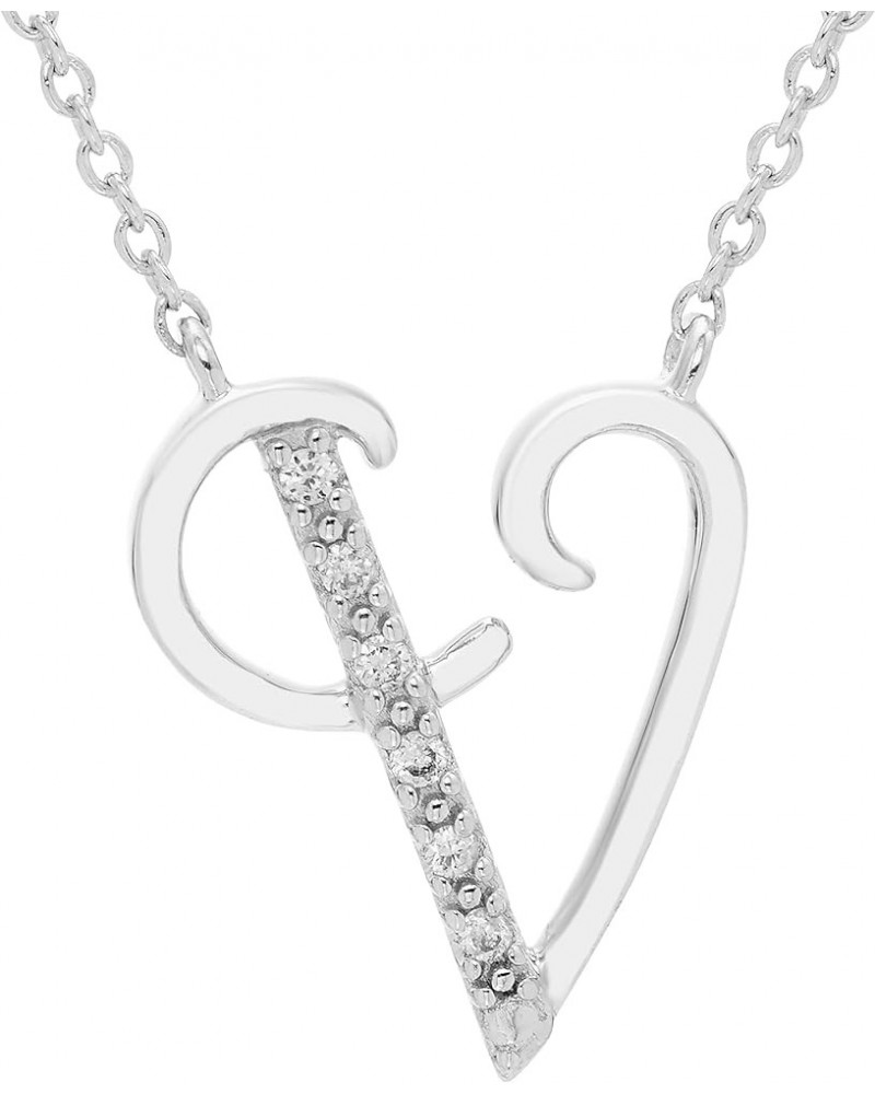 .925 Sterling Silver Diamond Accented Initial Necklace, Adjustable 18”-20” (G-H Color, I2-I3 Clarity) - Choice of Letter V $5...