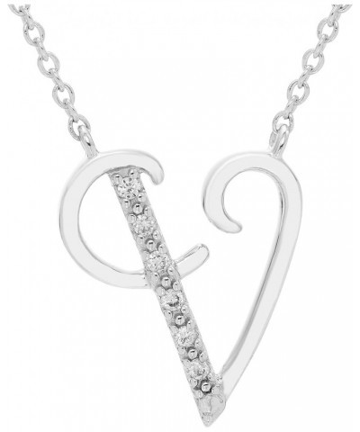 .925 Sterling Silver Diamond Accented Initial Necklace, Adjustable 18”-20” (G-H Color, I2-I3 Clarity) - Choice of Letter V $5...