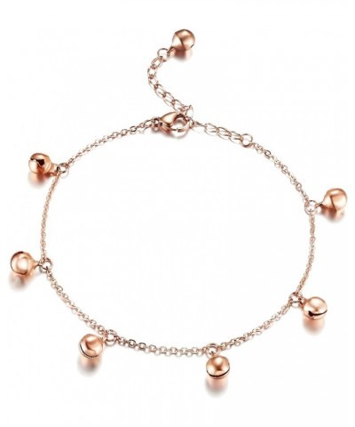 Stainless Steel Gold Rose Gold Plated Bells Chain Beach Anklets Foot Jewelry Adjustable For Women Girls RoseGold $7.55 Anklets