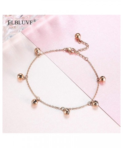 Stainless Steel Gold Rose Gold Plated Bells Chain Beach Anklets Foot Jewelry Adjustable For Women Girls RoseGold $7.55 Anklets