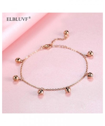 Stainless Steel Gold Rose Gold Plated Bells Chain Beach Anklets Foot Jewelry Adjustable For Women Girls RoseGold $7.55 Anklets