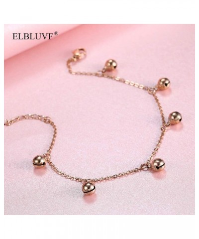 Stainless Steel Gold Rose Gold Plated Bells Chain Beach Anklets Foot Jewelry Adjustable For Women Girls RoseGold $7.55 Anklets