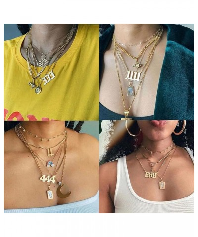 Angel Number Necklace for Women 000 111 222 333 444 555 666 777 888 999 Gold Plated Stainless Steel Pendant Choker Necklace C...