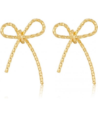 Gold Bow Earrings for Women Statement Ribbon Bow Stud Earrings Bowknot Earrings Jewelry Gifts Color D $9.00 Earrings