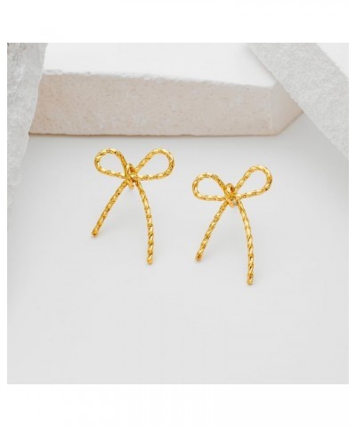 Gold Bow Earrings for Women Statement Ribbon Bow Stud Earrings Bowknot Earrings Jewelry Gifts Color D $9.00 Earrings