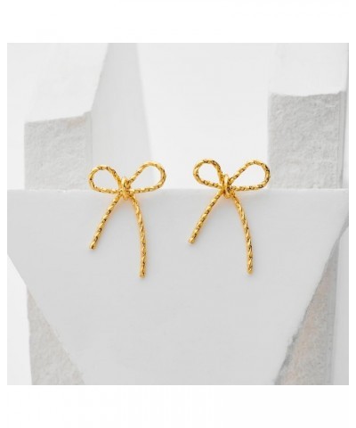 Gold Bow Earrings for Women Statement Ribbon Bow Stud Earrings Bowknot Earrings Jewelry Gifts Color D $9.00 Earrings