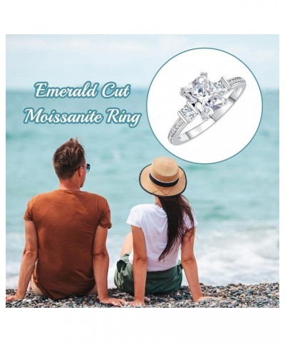 Radiant Cut Moissanite Engagement Ring 2.3 Carat(Center 6x8mm) 18K White Gold Plated Sterling Silver D Color VVS1 Clarity Moi...