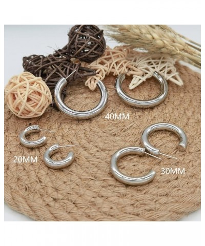 Thick Gold Hoop Earrings for Women, Chunky Gold Hoops 20mm-40mm White Gold 30.0 Millimeters $11.38 Earrings