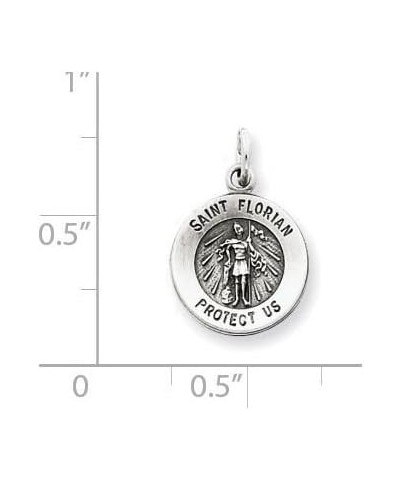 Sterling Silver Round Antiqued Medal Pendant Necklace Chain Included Saint Florian $19.20 Necklaces