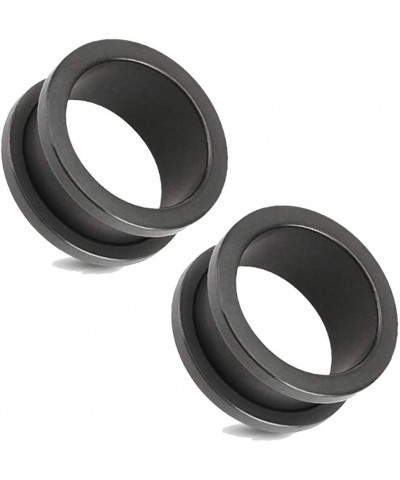 PAIR OF FLARED SCREW FIT TUNNELS 316L SURGICAL STEEL SOLID MATTE BLACK IP 00GA (10mm) $16.51 Body Jewelry