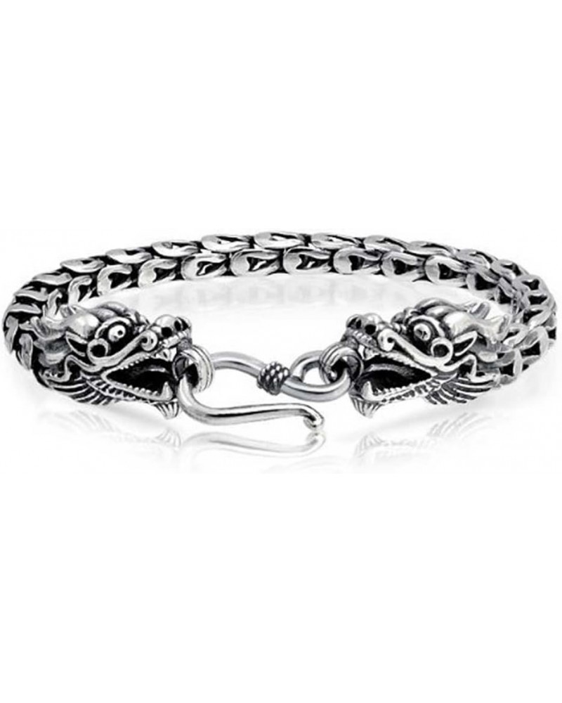 Unisex Bali Byzantine Chain Link Asian Dragon Bracelet Eye And Hook Antiqued 925 Sterling Silver For Women Men Teen Hand Craf...