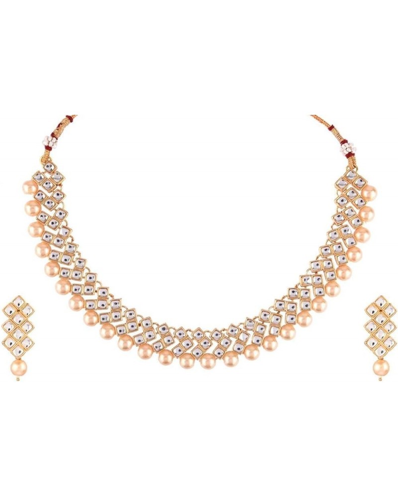 Indian Jewelry Bollywood Faux Pearl Crystal Choker Kundan Necklace Earrings Wedding Jewelry Set Beige $10.50 Jewelry Sets