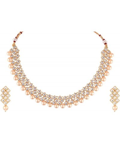 Indian Jewelry Bollywood Faux Pearl Crystal Choker Kundan Necklace Earrings Wedding Jewelry Set Beige $10.50 Jewelry Sets