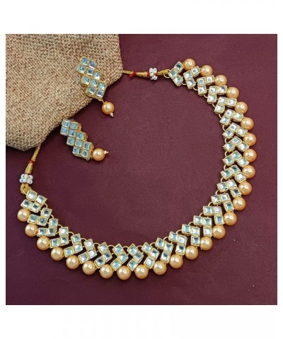 Indian Jewelry Bollywood Faux Pearl Crystal Choker Kundan Necklace Earrings Wedding Jewelry Set Beige $10.50 Jewelry Sets