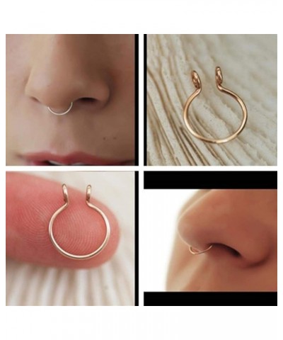 Fake Septum Nose Hoop Rings Stainless Steel Faux Lip Ear Nose Septum Ring Non Piercing Clip On Nose Hoop Rings Body Piercing ...