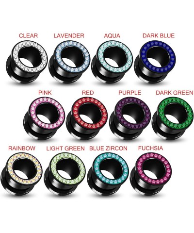 Multi Blue Sapphire Crystal Stone Setting on Black Acrylic Flesh Tunnel - Sold by Piece 6.0 Millimeters $9.80 Body Jewelry